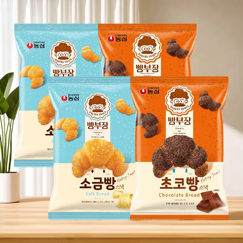韩国进口食品农心面包形膨化食品55g牛角包儿童奶油味点心小零食