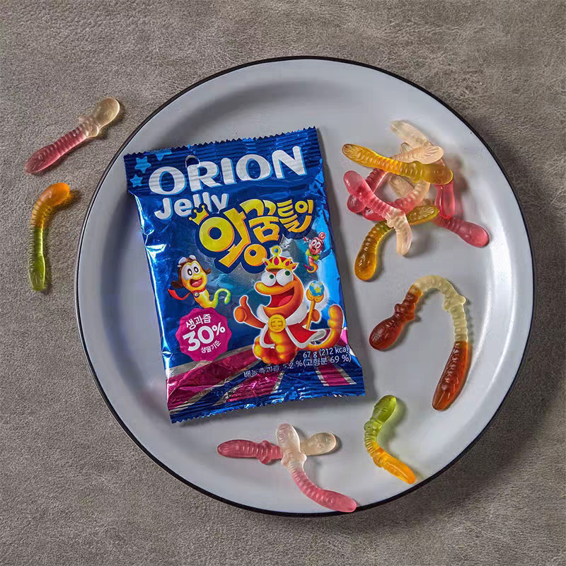 韩国进口零食品 好丽友毛毛虫QQ软糖果汁小蛇QQ糖儿童橡皮糖果66g