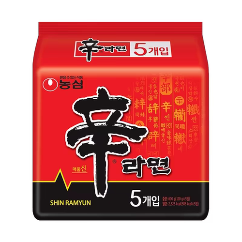 韩国原装进口方便面农心辛拉面香菇牛肉味泡面煮面120g×5袋包邮 - 封面