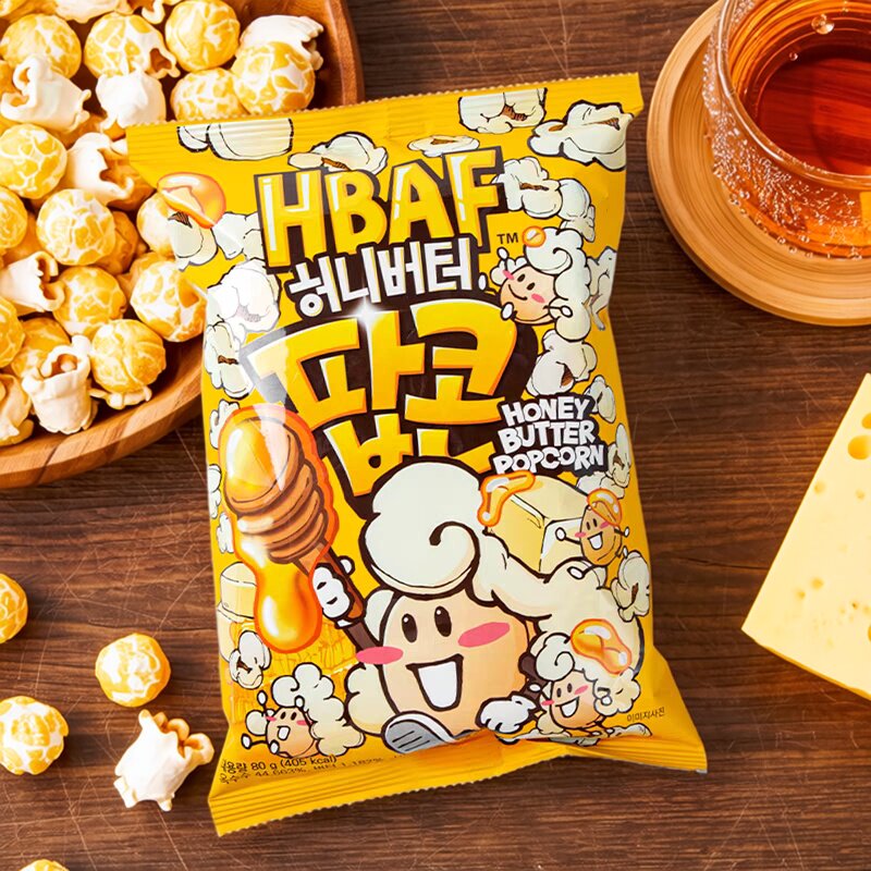 韩国进口HBAF芭蜂蜂蜜黄油味爆米花下午茶休闲膨化食品追剧小零食