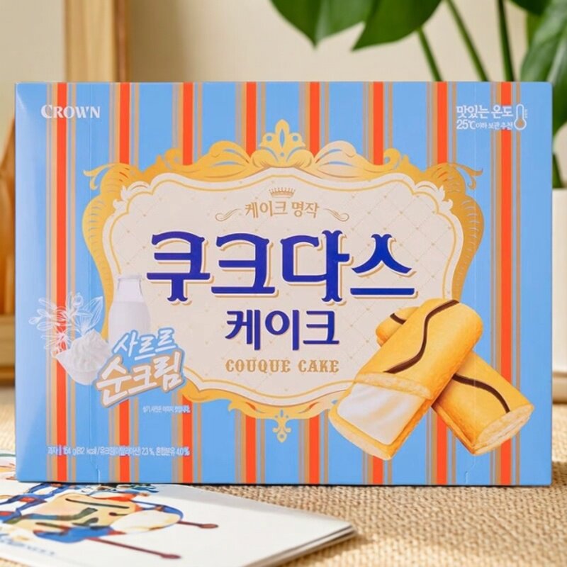 韩国进口食品 CROWN克丽安奶油味夹心条糕点蛋糕派休闲零食154g