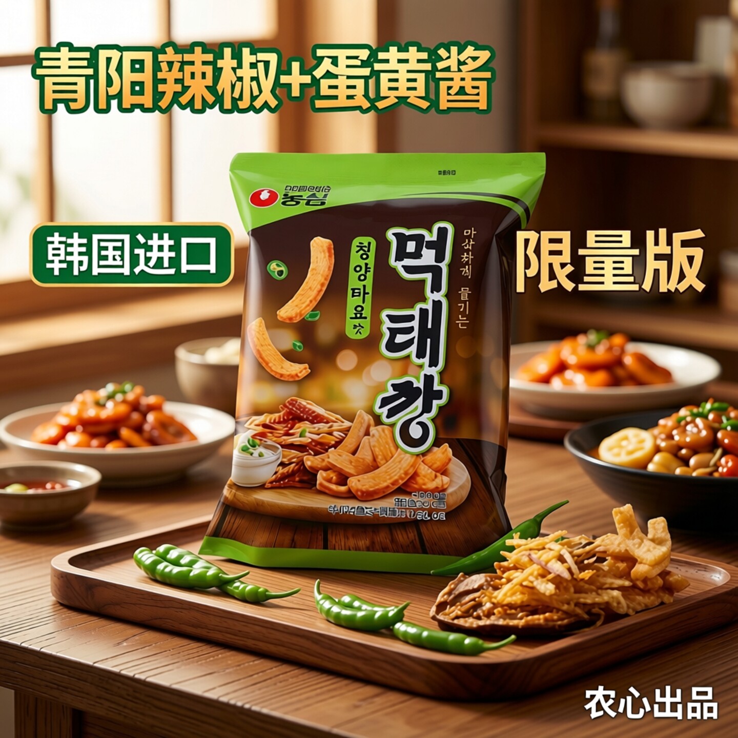 韩国进口食品农心青阳辣椒蛋黄酱明太鱼脆条膨化条60g限量好吃