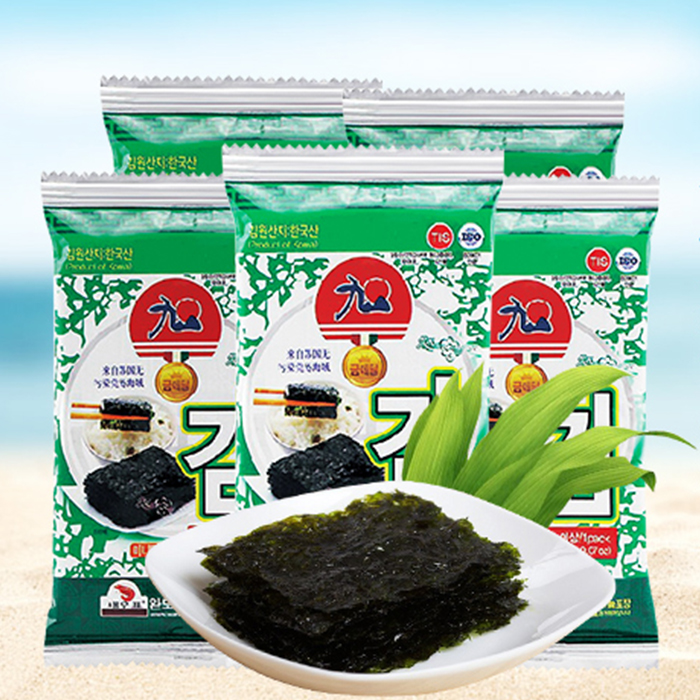 韩国进口食品九日海苔儿童即食原味寿司包饭紫菜16g*3包-封面