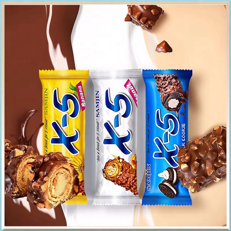 韩国进口食品 三进x5香蕉味果仁巧克力棒夹心巧克力36g休闲小零食,零食/坚果/特产,果仁巧克力,淘宝优惠券,粉丝福利购,淘宝优惠卷