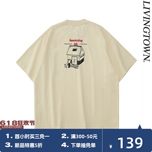 T恤 旗帜印花短袖 todaynowind LIVINGTOWN 手绘插画宽松夏季 TEE