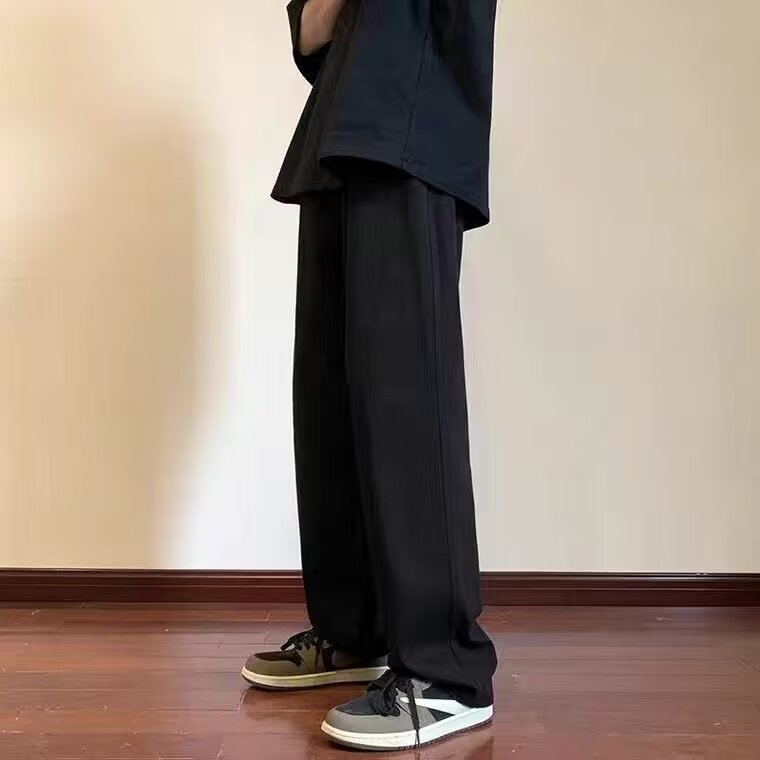 夏季高街裤子男春季潮流百搭宽松直筒休闲裤复古潮牌拖地阔腿长裤,男装休闲裤,星座204-2