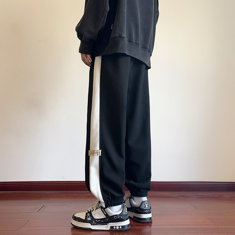 2024薄款华夫格卫裤潮牌男春秋运动裤子美式复古束脚大码休闲长裤,男装休闲裤,星座204-2