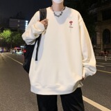 圆领卫衣男士玫瑰花小标卫衣简约休闲无帽卫衣外套男生潮牌，女装短外套，星座204-2