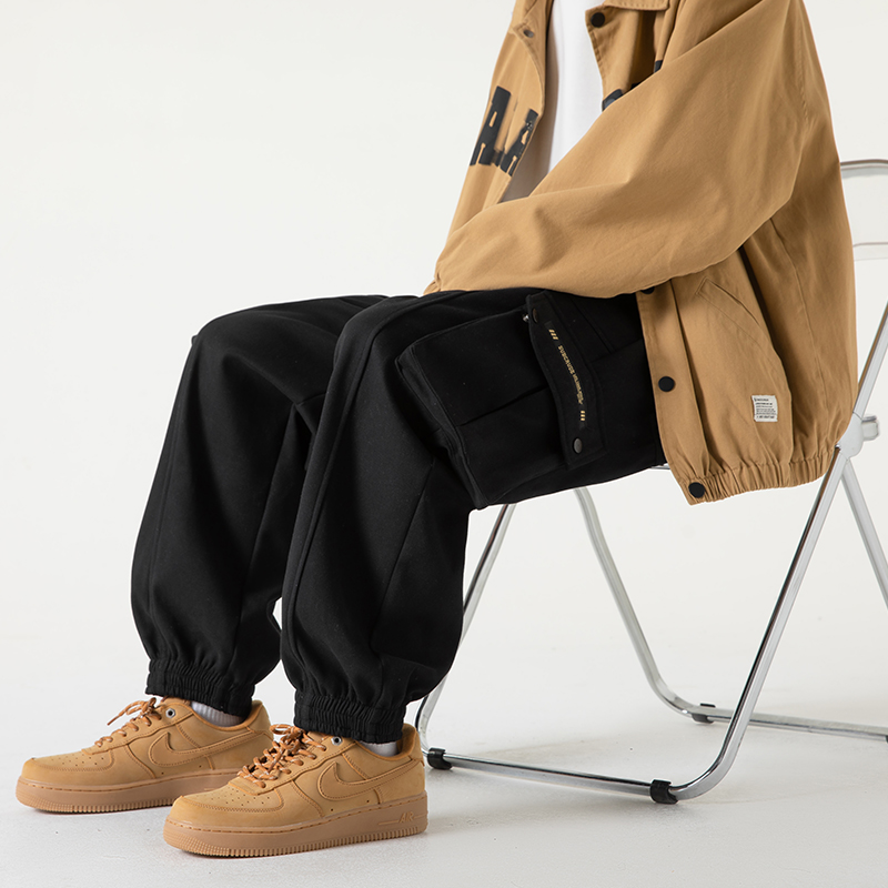 2025春款工装裤男款季美式复古宽松休闲潮牌春绿色束脚裤子，男装休闲裤，星座204-2