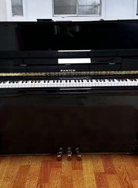 三益黑色钢琴2006年准新进口九九新钢琴三益118家用立式二手钢琴