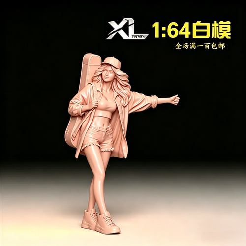 XL1/64比例白模拦车美女手办