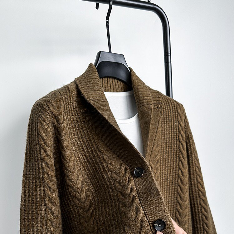 秋冬男士毛衣开衫外套日系复古麻花扭花翻领V领针织衫男外穿加厚,男装,针织衫/毛衣,淘宝优惠券,粉丝福利购,淘宝优惠卷