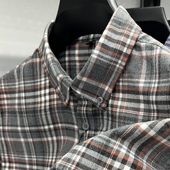 偏厚磨毛衬衫 男长袖 2025秋季 100%纯棉 抗皱免烫男士 休闲格纹衬衣