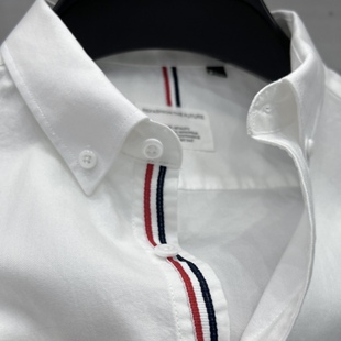 男牛津纺商务休闲高端短袖 夏季 纯棉白色衬衫 新款 口袋透气衬衣 正品