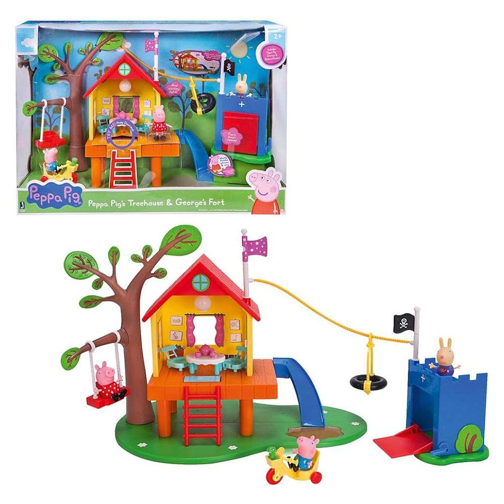 美版正品粉红猪乔治佩奇树屋房子双人自行车过家家场景儿童玩具,玩具/童车/益智/积木/模型,娃娃/配件/着替,淘宝优惠券,粉丝福利购,淘宝优惠卷