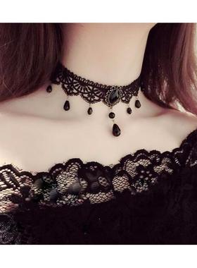 热销爆款复古宫廷哥特式个性特色多层水晶蕾丝项链choker锁骨链