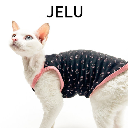 JELU 吉鹿 夏季无毛猫衣服斯芬克斯德文亲肤防过敏背心吊带高弹