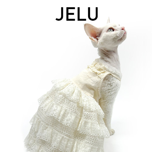 JELU 吉鹿 春夏无毛猫衣服斯芬克斯纯棉裙淑女蛋糕裙舒适亲肤柔软