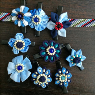 扎染发夹民族风布艺发饰简约云南大理白族手工蓝染头饰发夹女士