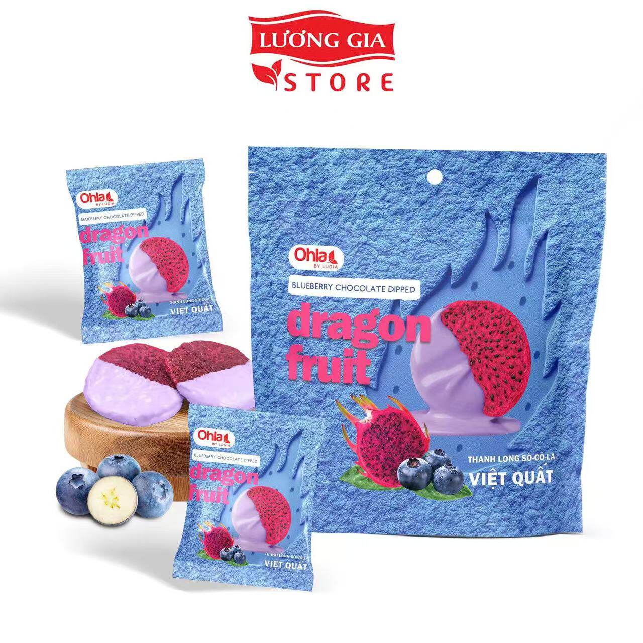 越南代购Ohla蓝莓草莓巧克力火龙果干巧克力香蕉菠萝干100g独立包