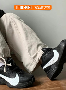 球鞋定制 Nike Air Monarch 4 白勾武士运动风男女同款增高老弟鞋