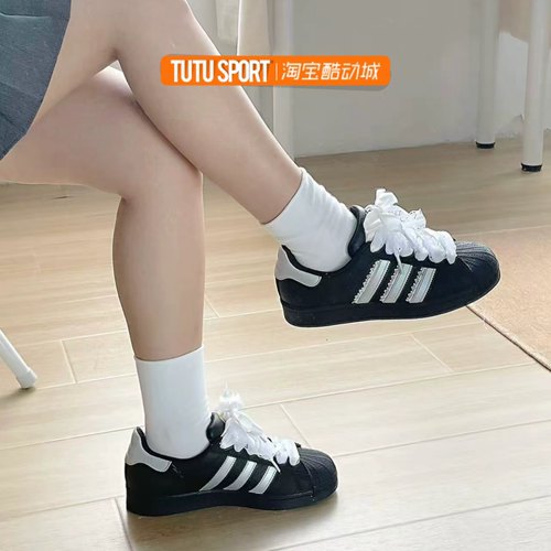 球鞋定制adidas originals superstar轻银芭蕾蕾丝蝴蝶低帮女板鞋