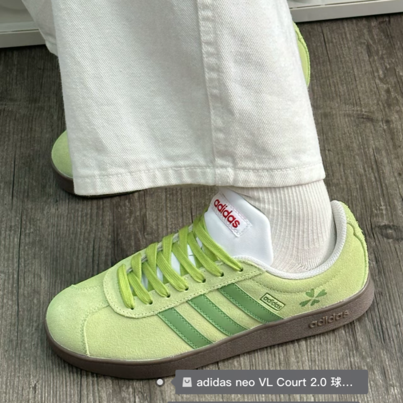 球鞋定制 adidas neo Court 幸运四叶草绿意春野百搭女子低帮板鞋