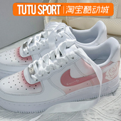 耐克 定制 球鞋 玫瑰之名清新浪漫 NIKE Force1 板鞋 Air 男女白粉
