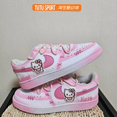 定制 哈喽凯蒂 Nike 球鞋 Court Vision1 卡通渐变粉女子低帮板鞋