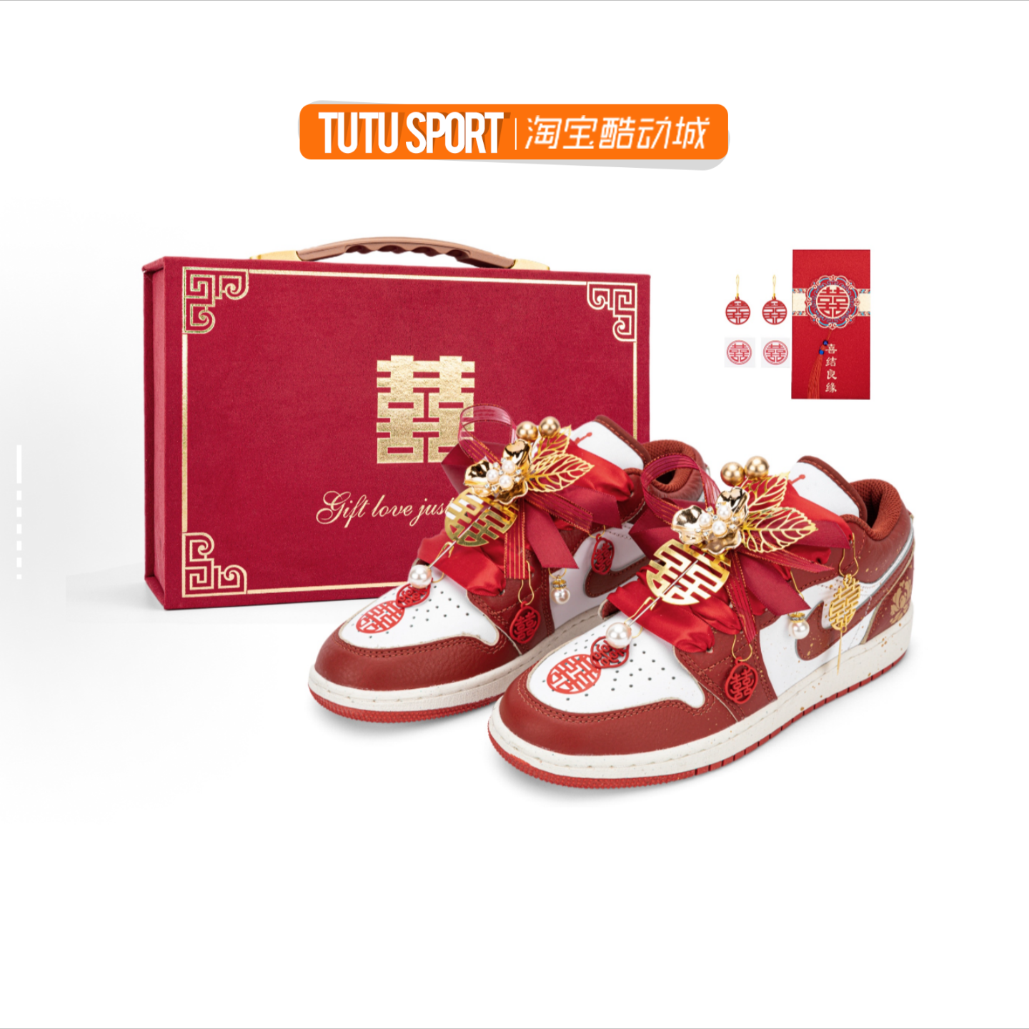 定制球鞋 Air Jordan 1 锦上添花AJ耐克婚鞋秀禾国风手绘女子球鞋
