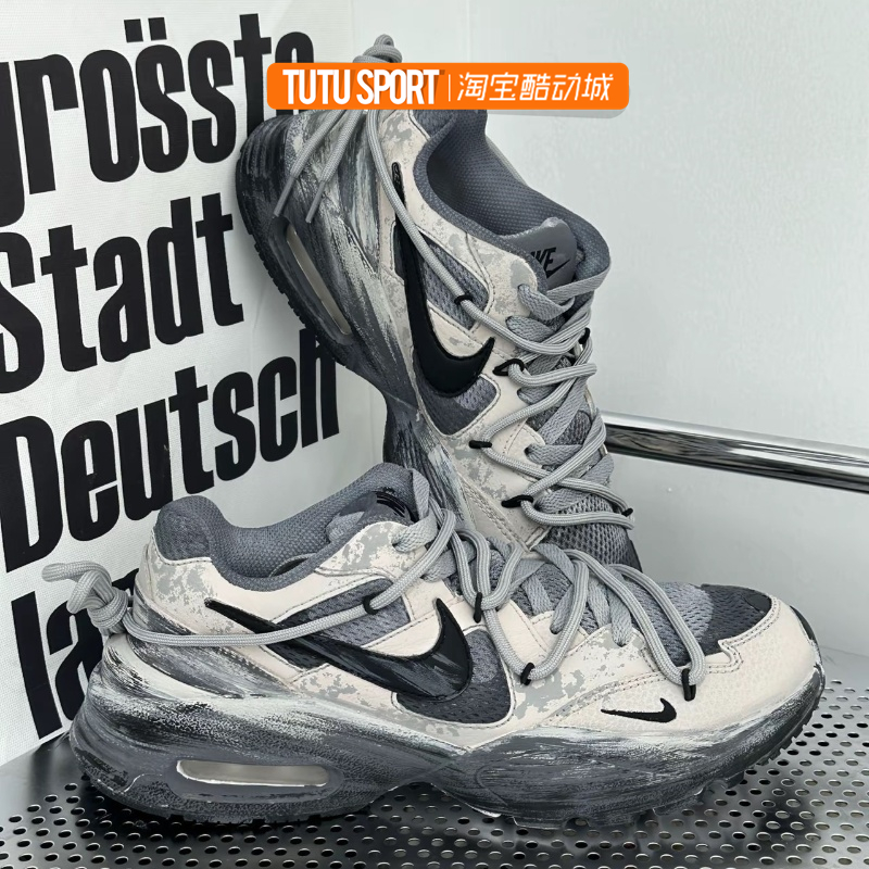 球鞋定制 Nike Air Max 考拉派对堙灭涂鸦工装风做旧男女低帮跑鞋