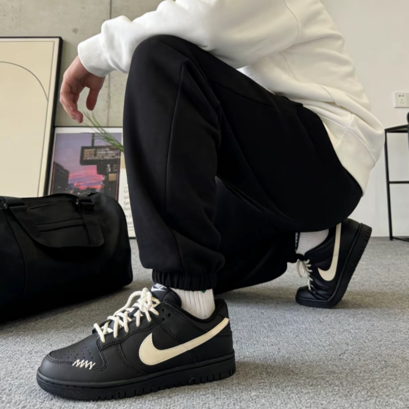 球鞋定制 Nike Dunk Low 黑武士麻绳 哑光黑灰简约男子低帮板鞋