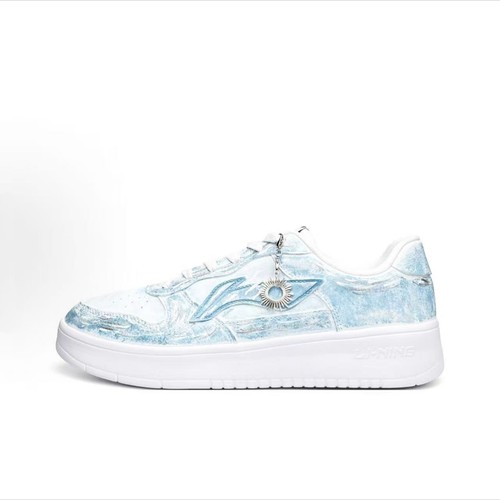 球鞋定制 LiNing李宁 浮舟 星空苍穹 潮流百搭男女浅蓝低帮板鞋