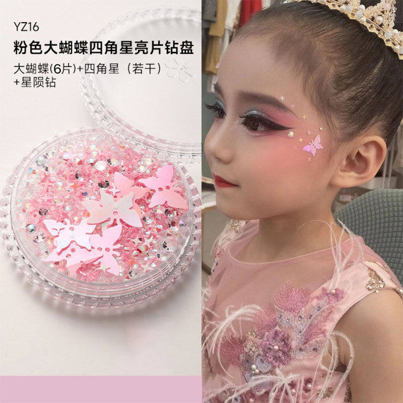 正品贴脸上饰品化妆贴钻脸贴钻儿童眼妆亮钻蝴蝶珍珠泪钻珍珠舞台