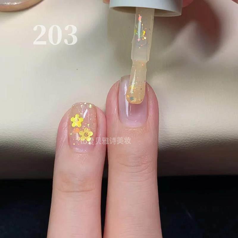 儿童可爱小花亮片碎闪水性指甲油可撕拉免烤快干持久
