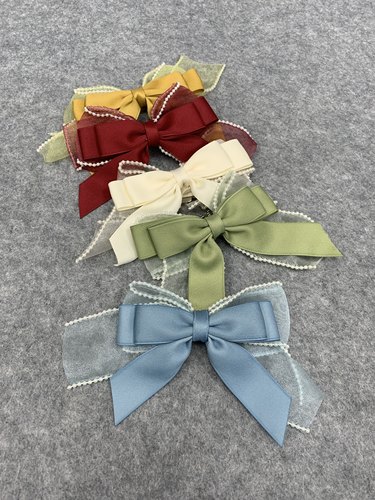 出口外单网纱女童大蝴蝶结头饰夹子发卡公主发夹弹簧女孩儿童发饰