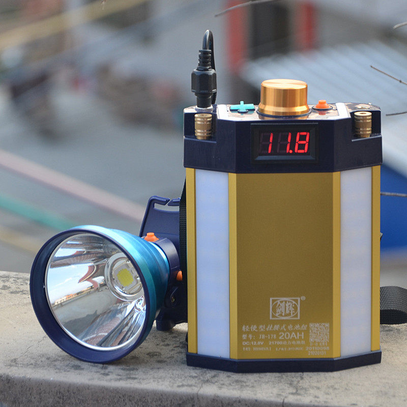 包邮12v强光头灯稳压夹子外接电瓶 散光大光圈斑黄光头戴锂电充电