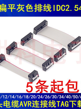 FC扁平灰色排线IDC2.54mm 6P-64P双头电缆AVR连接线TAG下载线