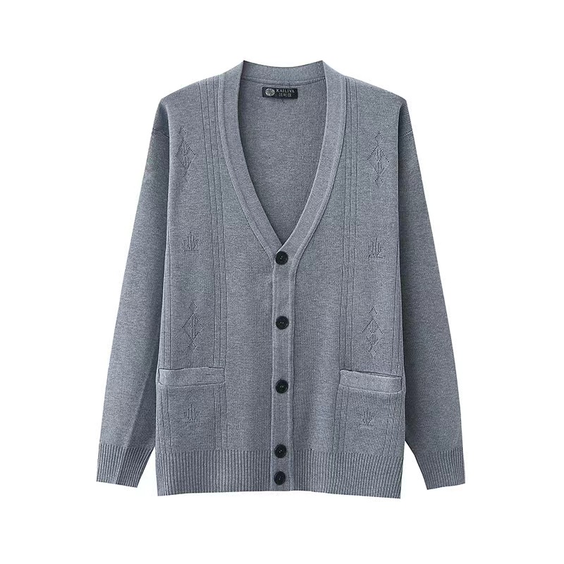 中老年毛衣男春秋款开衫长袖毛衣