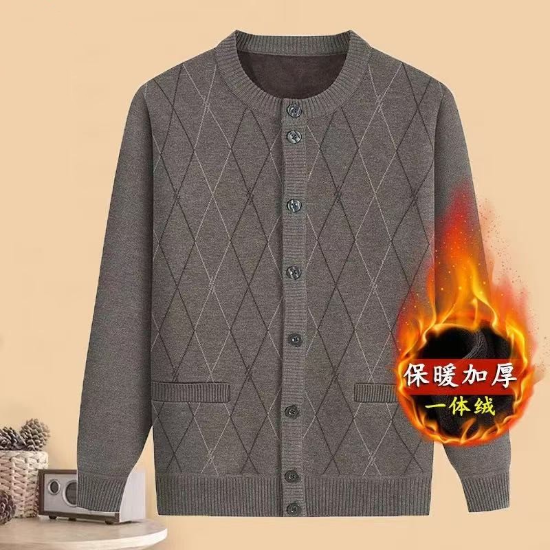 中老年男士开衫毛衣加绒加厚款