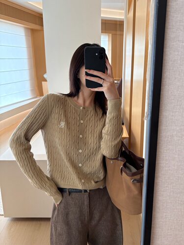 TG 学院都市 百搭横条纹经典针织麻花开衫女2026早秋新款27069
