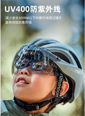 sunrimoon森瑞梦儿童自行车骑行头盔6-18岁青少年半盔风镜WT-079