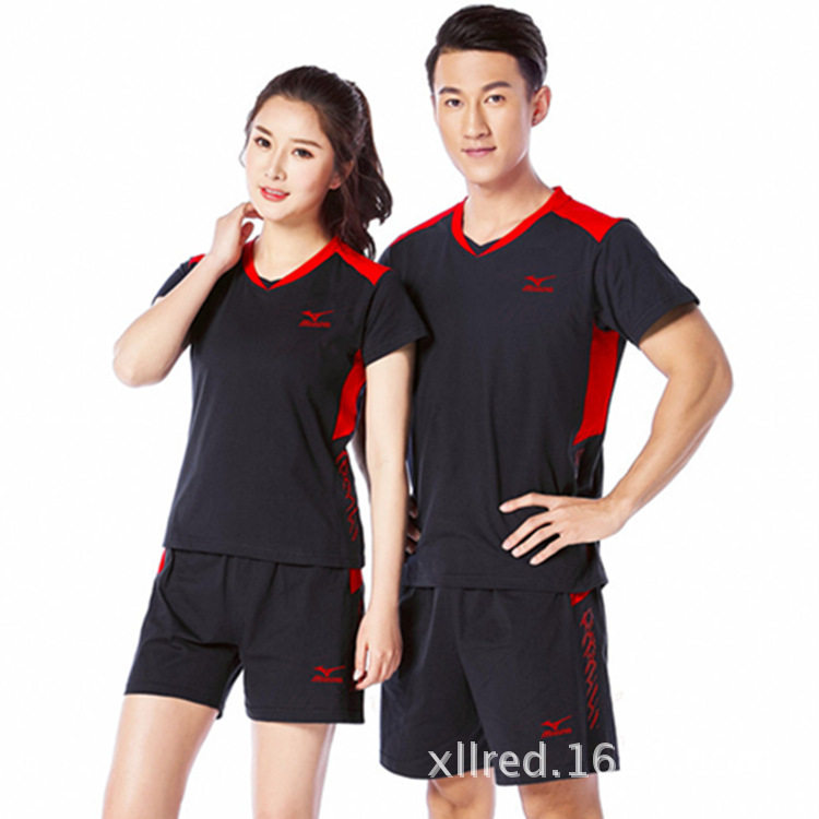 新款男女休闲健身服排球乒乓羽毛球服团购套装 纯棉球服1846