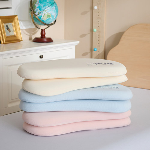 A类儿童有机硅胶舒睡枕3-6岁宝宝护颈枕可水洗四季通用款