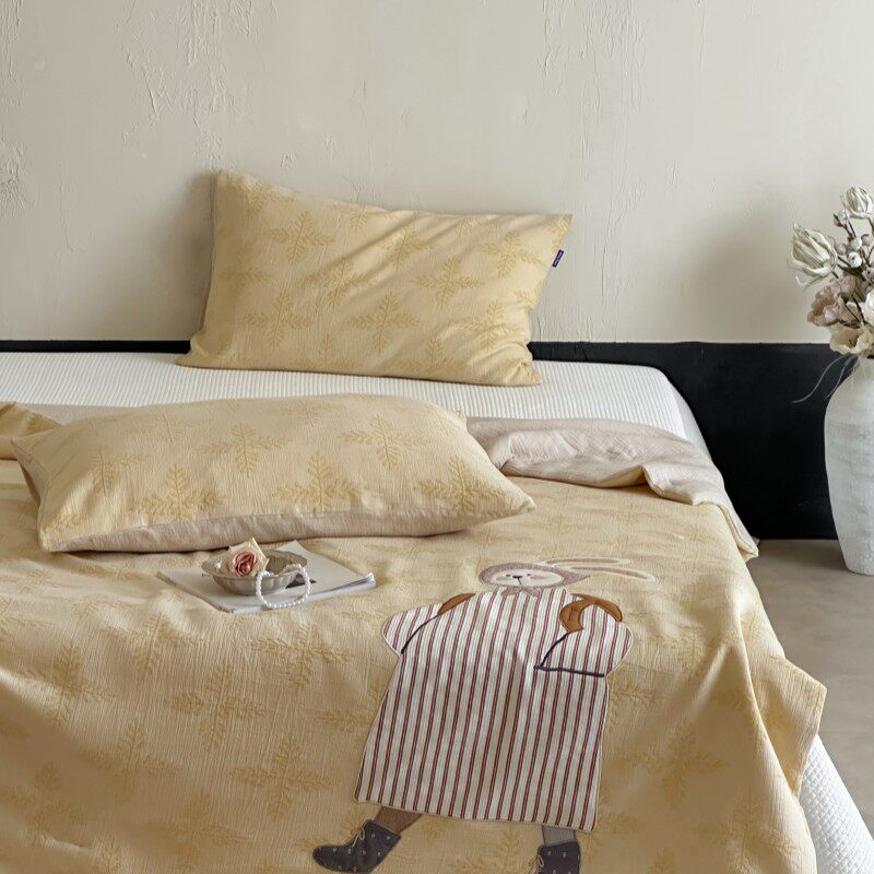 A类卡通儿童全棉双层纱贴布绣春秋被夏被 秋冬加厚保暖被子可机洗