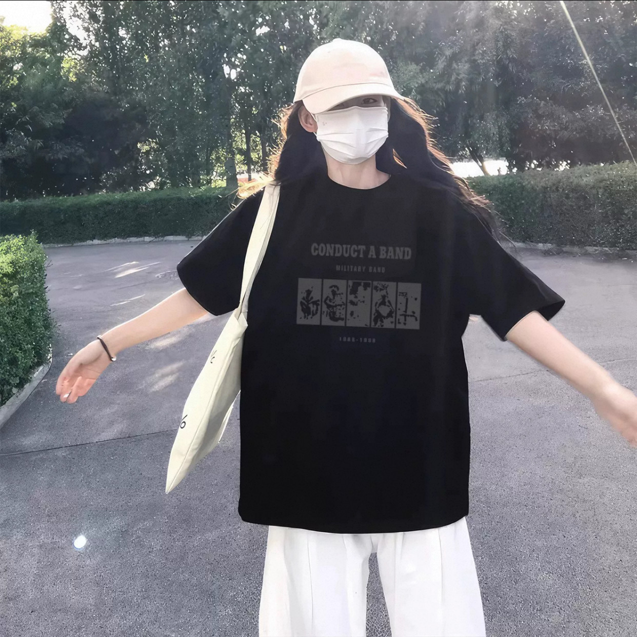 美式复古纯棉短袖T恤男士家庭装一家三口四口亲子装情侣潮牌体恤