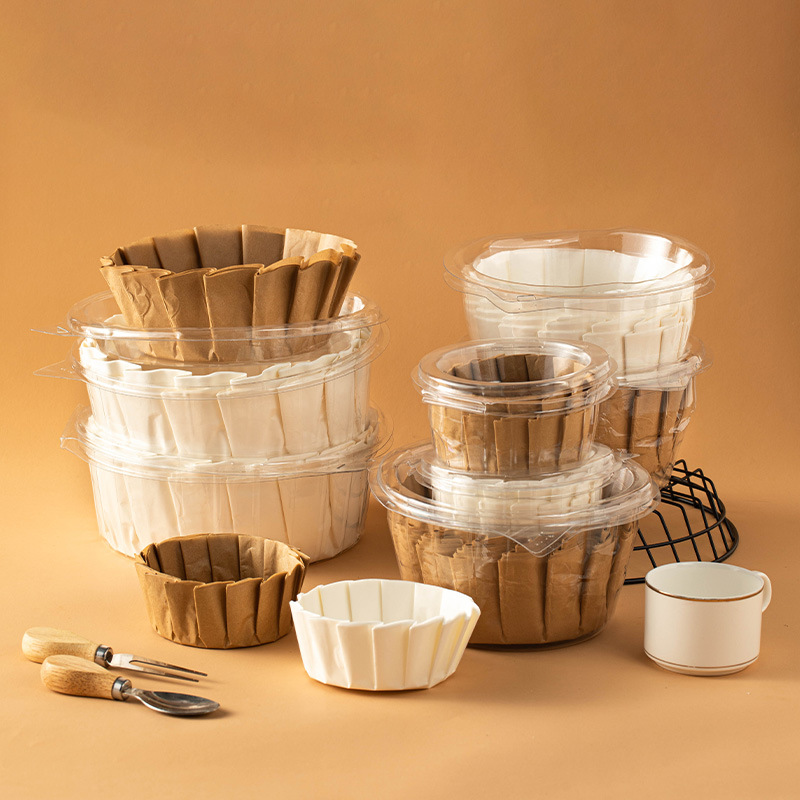 巴斯克油纸4/6/8寸免折叠纸托模具烘焙甜品防油包装蛋糕切块垫纸