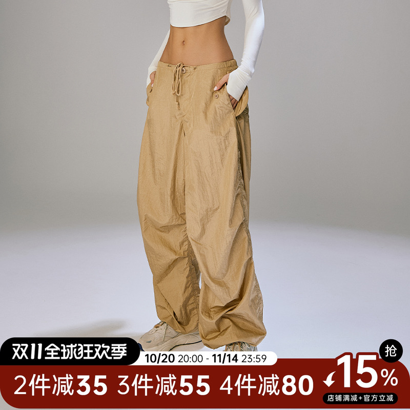 Choc肯豆kendall同款宽松休闲金色低腰裤urbancore美式复古工装裤