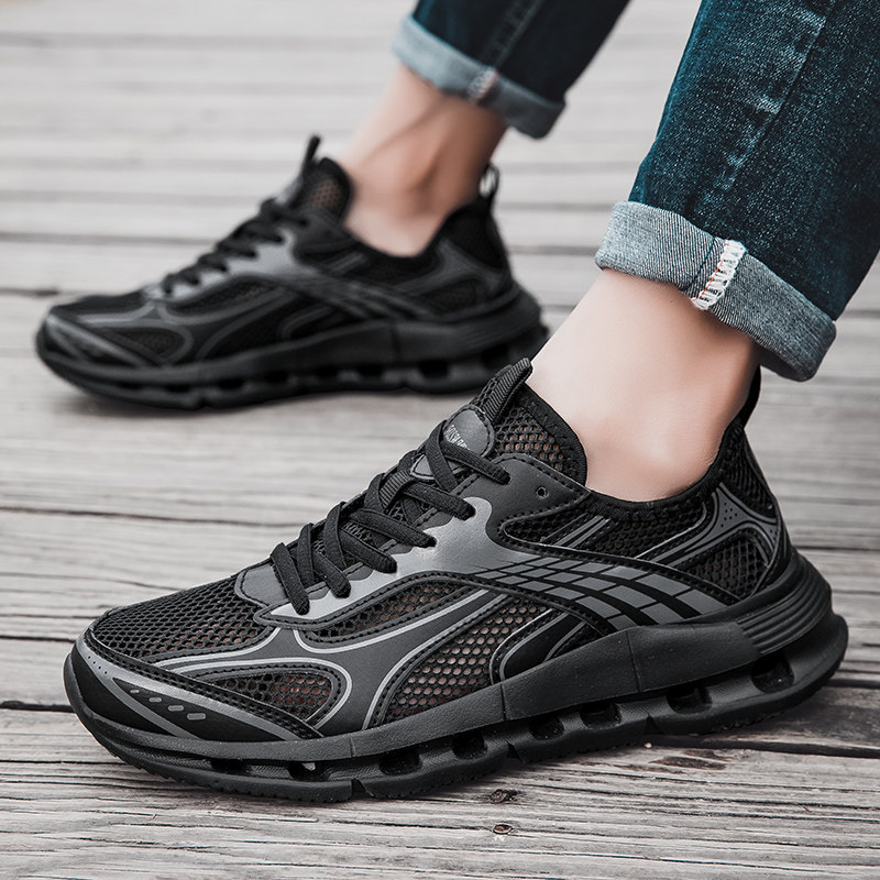 夏季透气特大码爸爸鞋45防滑46加宽户外旅游运动网鞋加肥老人鞋男