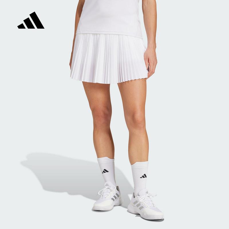 adidas阿迪达斯女子中腰网球半身裙运动百褶短裙内置紧身裤JD6116